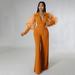 Aayomet Bodysuit For Women Jumpsuit Womens Jumpsuits Long Sleeve Mesh V Neck Casual Style Long Sleeve Rompers Wide Jumpsuits Orange XXL