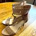 Jessica Simpson Shoes | Jessica Simpson Tan Suede Ankle Strap 3 Inch Zipper Heels Size 9 Peep Toe | Color: Tan | Size: 9
