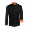 Langarmhemd RUSTY NEAL, Herren, Gr. 5XL, EURO-Größen, orange (schwarz, orange), 60% Baumwolle, 37% Polyester, 3% Elasthan, mehrfarbig, casual, ohne Ausschnitt, Langarm, Hemden, bestehend aus Hemd, Weste und Krawatte