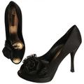 Louis Vuitton Shoes | Louis Vuitton Athen Satin Floral Pumps Platform Open/Peep Toe | Color: Black | Size: 36.5eu