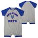 Newborn & Infant Heather Gray New York Mets Extra Base Hit Raglan Full-Snap Romper