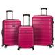 Rockland Melbourne 3 Piece Abs Luggage Set, Magenta, One Size