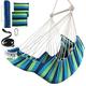Chihee Hammock Chair Hanging Swing 2 Seat Cushions Included, Durable Spreader Bar Soft Cotton Weave Hanging Chair Side Pocket Large Tassel Chair Set Foot Rest Support Calf Foot Extra Comfortable