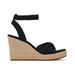 TOMS Women's Black Marisela Wedge Sandals Sandals, Size 6.5