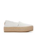 TOMS Women's White Valencia Canvas Platform Espadrille Slip-On Shoes, Size 5.5