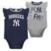 Girls Newborn & Infant Navy/Heather Gray New York Yankees Little Fan Two-Pack Bodysuit Set