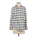 Ann Taylor LOFT Long Sleeve Button Down Shirt: White Checkered/Gingham Tops - Women's Size Small