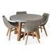 CO9 Design Bridge Round 4 - Person 47" Long Outdoor Dining Set w/ Cushions Wood/Stone/Concrete in Brown/Gray/White | 47 W x 47 D in | Wayfair