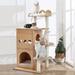 Schnappi 47" Modern Cat Tower w/ 2-Floor Condo, Cat Furniture Sisal Scratching Posts, Dangling Balls Manufactured in White/Brown | Wayfair