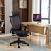 Inbox Zero Izayiah Foldable Mesh Office Chair, Ergonomic Task Chair w/ 2D Headrest, 2D Armrest & Footrest Upholstered/Mesh in Brown | Wayfair