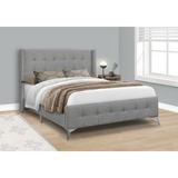 Ivy Bronx Bed Queen Size Platform Bedroom Frame Linen Look Metal Legs, Gray/Chrome Upholstered/Polyester | 49.5 H x 66 W x 88 D in | Wayfair