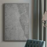 17 Stories City Map of Chicago - Wrapped Canvas Graphic Art Canvas, Solid Wood in Gray | 27 H x 16 W x 1 D in | Wayfair