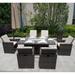 7-Piece Patio Wicker Rectangle Firepit Table with Chairs