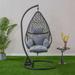 Patio PE Rattan Swing Chair With Stand and Leg Rest