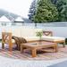 5-Piece Patio Sectional Sofa Seating Group Set, Modern Outdoor Backyard Corner Design Wood Frame Sofa Set with Cushions