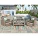 Patio Furniture Set, 4 Piece Outdoor Conversation Set All Weather Wicker Sectional Sofa with Ottoman & Cushions, Hidden Storage