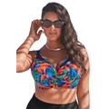 Plus Size Women's Crochet Bra Sized Underwire Bikini Top by Swimsuits For All in Bright Tropics (Size 38 DD)