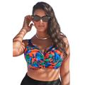 Plus Size Women's Crochet Bra Sized Underwire Bikini Top by Swimsuits For All in Bright Tropics (Size 40 F)