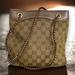 Gucci Bags | Gucci Gg Shoulder Bag Braided Leather Handles Monogram Canvas Luxury Style #H114 | Color: Brown/Tan | Size: Os