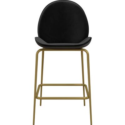 Barhocker "Astor", schwarz, B:46cm H:94cm T:54cm, COSMOLIVING BY COSMOPOLITAN, Hocker, Sitz und Rücken gepolstert, messingfarbenenes Gestell, Sitzhöhe 63 cm Image