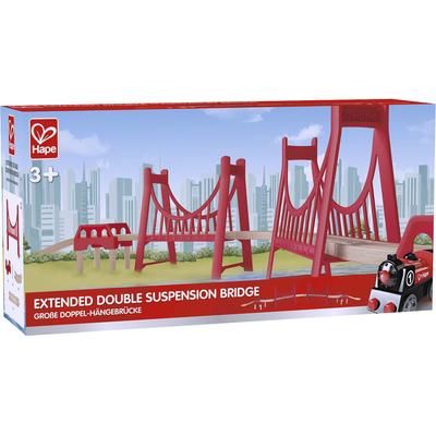 Spielzeugeisenbahn-Brücke HAPE "Große Doppel-Hängebrücke", bunt, Spielzeugeisenbahn-Erweiterungen, KinderH:20cm L:130cm T:20cm, Holz, Kunststoff, H:20cm L:130cm T:20cm