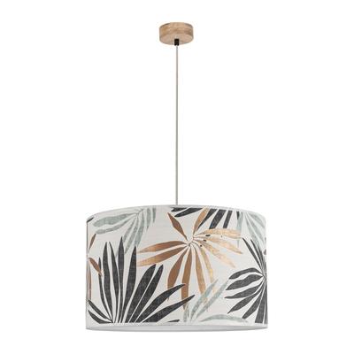 BRITOP LIGHTING Pendelleuchte "HOJA", grün (weiß, grün, kupferfarben, eichefarben), Ø 50cm H: 120cm, Lampen, Hängeleuchte, Lampenschirm aus laminierter Tapete, kürzbar Image
