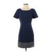 Plenty By Tracy Reese Casual Dress - Sheath Scoop Neck Short sleeves: Blue Print Dresses - Women's Size 2