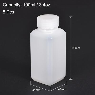 Plastic Lab Chemical Reagent Bottle, 100ml Storage Bottles, White 5pcs - 100ml/ 3.4oz