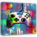 Red Barrel Studio® Video Game Controller 132 by Stephen Chambers - Wrapped Canvas Painting Canvas in Black/Blue/Green | Wayfair