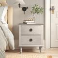 Birch Lane™ Dinora Two Drawer Nightstand Wood in Brown/Gray | 23 H x 20 W x 17 D in | Wayfair 24DB1A97237645938949A6F95C1B5D2D