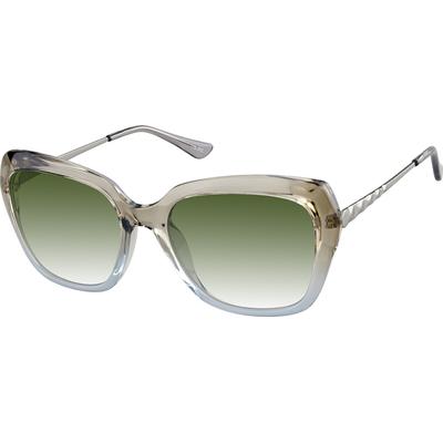 Zenni Women's Square Rx Sunglasses Gray Mixed Full Rim Frame