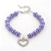 Heart Shape Cat and Dog Jewelry Princess Style Diamond-studded Pearl Necklace Collar Necklaces Pendants Pet Collar PURPLE L