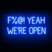 SpellBrite F%@! YEAH WE RE OPEN LED Sign for Business. 35.3 x 15.0 Blue F%@! YEAH WE RE OPEN Sign Has Neon Sign Look With Energy Efficient LED Light Source. Visible from 500+ Feet 8 Animations.