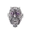 Purple Baby Owl,'Amethyst and Sterling Silver Owl Cocktail Ring from Bali'