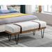 Guyou Modern Faux Fur Rectangle Ottoman Bench with Two Straps and Metal Legs Upholstered Bed End Bench Entryway Shoe Bench Dining Table Bench Footstool for Bedroom Living Room White