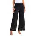 Plus Size Women's Wide-Leg Ultrasmooth® Fabric Lace Pant by Roaman's in Black (Size 26/28)
