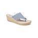 Women's White Mountain Beachball Wedge Espadrille by White Mountain in Navy Stripe (Size 9 1/2 M)