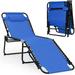 Lounge Chairs for Outside Folding Chaise Lounge W/Removable Headrest & 4 Adjustable Positions Outdoor Recline Chair for Camping Patio Pool Deck Portable Sunbathing Beach Chair (1 Blue)