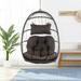 Outdoor Wicker Rattan Swing Chair Hammock chair Hanging Chair with Aluminum Frame & Grey Cushion