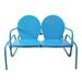 47-Inch Outdoor Retro Tulip Double Glider Chair Turquoise Blue