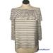 American Eagle Outfitters Tops | American Eagle Womens White Black Stripes Off The Shoulder 3/4 Sleeve Sz Xl | Color: Black/White | Size: Xl