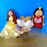 Disney Toys | Disney Exclusive Nwt Vtg 90s Beauty And The Beast Retired Bean Bag Plush Set (3) | Color: Red/Yellow | Size: 7”-10”