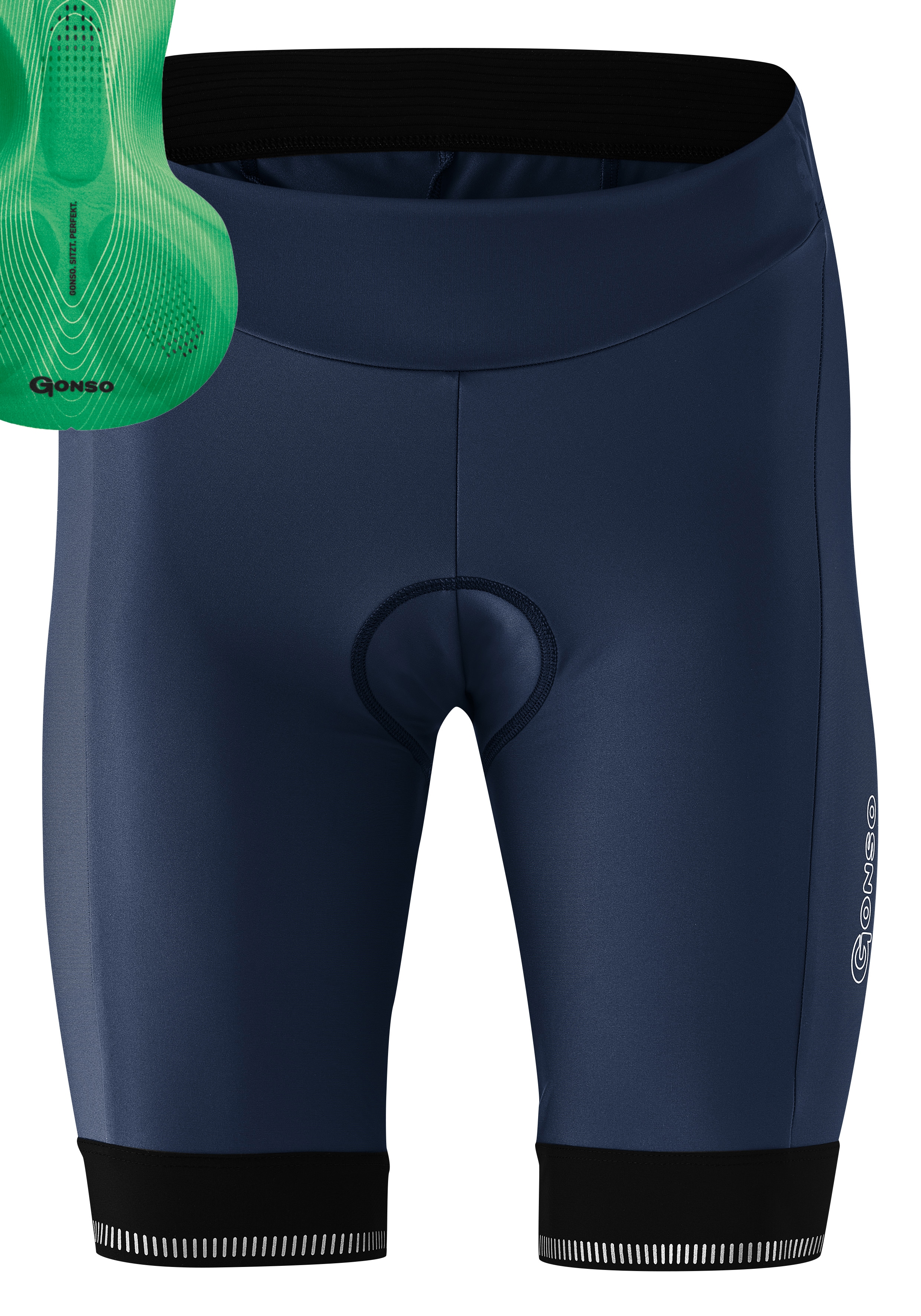 Fahrradhose GONSO "SITIVO W 0", Damen, Gr. 36, Normalgrößen, blau (grün), 65% Polyamid, 35% Elastan, Hosen, Damen Radhose mit innovativem Sitzpolsterkonzept Image