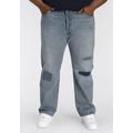 Straight-Jeans LEVI'S PLUS "501" Gr. 44, Länge 34, blau (light indigo destructed) Herren Jeans Straight Fit