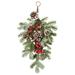 wendunide home decor Artificial Window Garland Teardrop Wall Christmas Rattan Ornaments Frosted Winter Cones Decor Hanging Door Red For Front Berries Holiday Decoration & Hangs Green