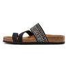 Pantolette LASCANA "Mule, Sandale, offener Schuh, Sommerschuh", Damen, Gr. 38, schwarz, Obermaterial: 50% Synthetik, 50% Textilmaterial. Decksohle: 100% Rindsleder. Laufsohle: 100% Synthetik, Glitzer, casual, Schuhe, mit Komfortkorkfußbett aus Leder...