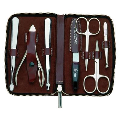 ERBE Maniküre Set Reißverschluss-Etui Serie 'Houston', braun, 7-tlg. Etui mit Reißverschluss in braun