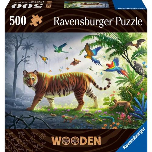 Ravensburger Puzzle 17514 - Tiger im Dschungel - 500 Teile Holzpuzzle, mit individuellen Puzzleformen und kleinen Holzfiguren (= Whimsies), Kinder und Erwachsene ab 14 Jahren Erwachsene