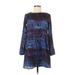 BB Dakota Casual Dress - A-Line Crew Neck Long sleeves: Blue Dresses - Women's Size X-Small