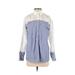 Nordstrom Long Sleeve Button Down Shirt: Blue Color Block Tops - Women's Size X-Small